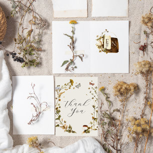Boho-Herbstwildblume Hochzeits-Dankeschön Dankeskarte