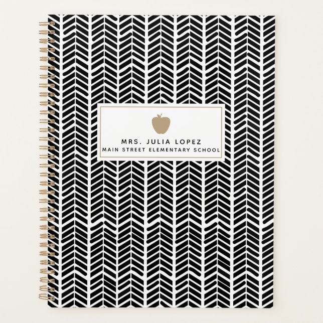 Boho Herringbone Lehrer Planner Planer (Vorderseite)