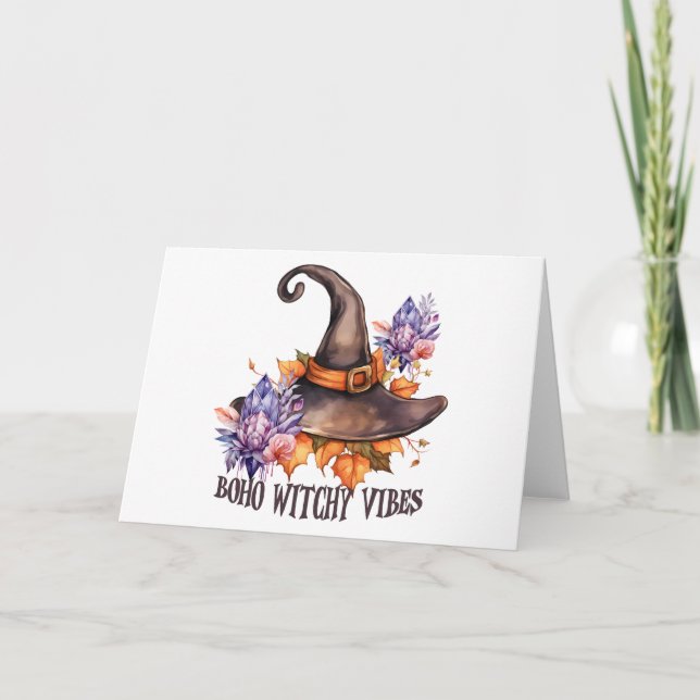 Boho-Hexen-Vibes Halloween  Karte (Vorderseite)