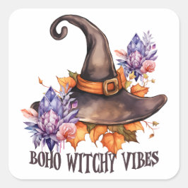 Boho-Hexen-Vibes Halloween Quadratischer Aufkleber
