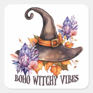 Boho-Hexen-Vibes Halloween Quadratischer Aufkleber