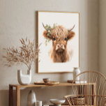 Boho Highland Cow Art Print Poster<br><div class="desc">Boho Highland Kuh Neutral Art Print.</div>