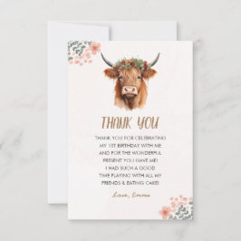 Boho Highland Cow Dankeskarte
