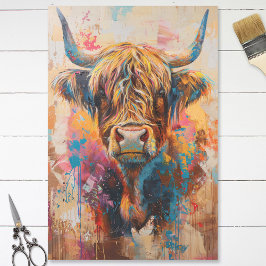 Boho Highland Cow farbenfrohe Malerei Decoupage Seidenpapier