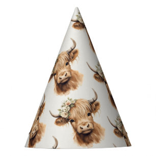 Boho Highland Cow Kindergeburtstag Partyhütchen