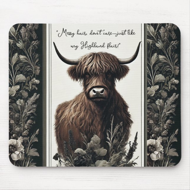 Boho Highland Cow Mousepad (Vorne)