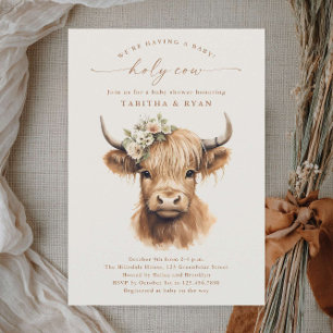 Boho Highland Cow Neutral Couples Baby Shower Einladung