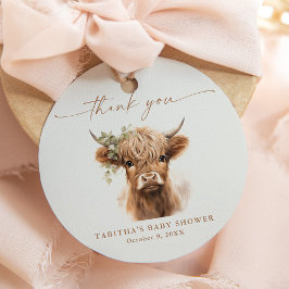 Boho Highland Cow Neutral Couples Baby Shower Geschenkanhänger