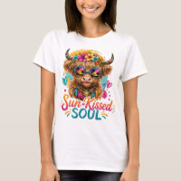 Boho Highland Cow Sonnentauchte Seele Grafik