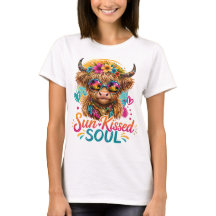 Boho Highland Cow Sonnentauchte Seele Grafik