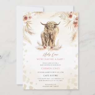Boho Highland-Kuh-Baby-Party Einladung