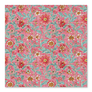Boho Himbeer-Aqua-Blumenmuster Tapete