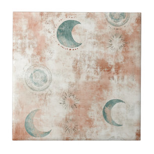 Boho-Himmels-Blumen-Mond-Muster (10) Fliese