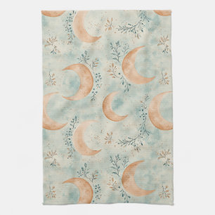 Boho-Himmels-Blumen-Mond-Muster (8) Geschirrtuch