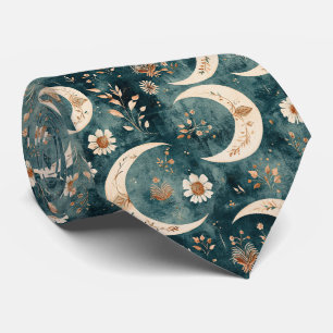 Boho-Himmels-Blumen-Mond-Muster (9) Krawatte