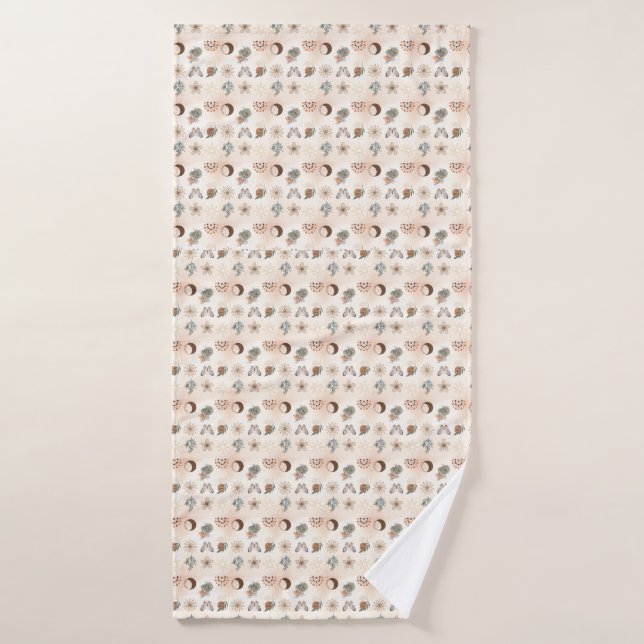 Boho-Himmels-Blumenmuster Badehandtuch (Badehandtuch)