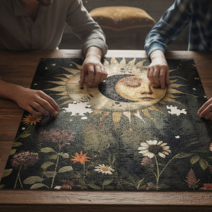 Boho Himmels-Sonne Mond Wildblumen Garten Sportswe
