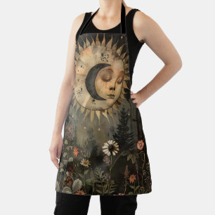 Boho Himmels-Sonne-Mond-Wildblumengarten Schürze