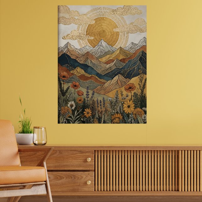 Boho Himmelsmandala Sonnenbergwiese Poster (Wohnzimmer 2)