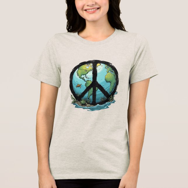 Boho Hippie 60er 70er Frieden Liebe Tri-Blend Shirt (Vorderseite)