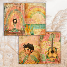 Boho Hippie Colorful Animaux Junk Journal Papier