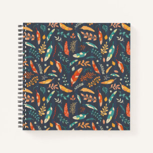 Boho Hippie Feather Pattern Notizbuch
