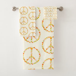 Boho Hippie Floral Paix Signal Motif en Jaune