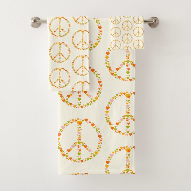 Boho Hippie Floral Paix Signal Motif en Jaune  (En situation)