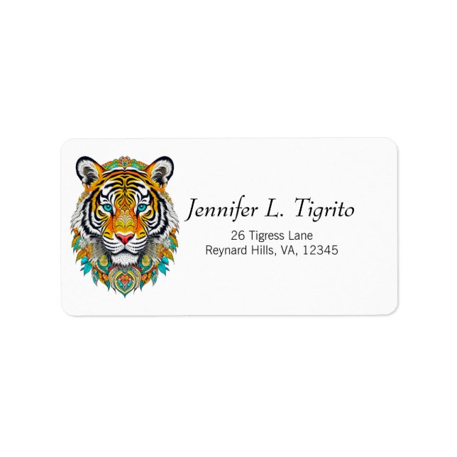 Boho Hippie Floral Year of the Tiger Art Adressaufkleber (Vorne)