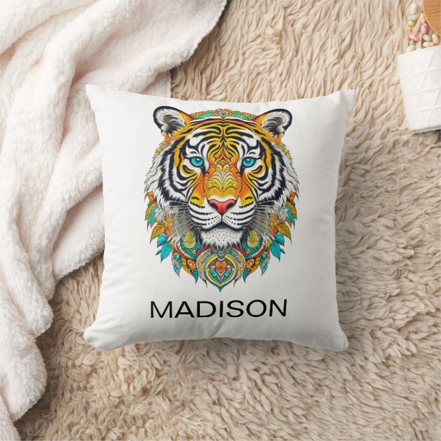 Boho Hippie Floral Year of the Tiger Art Kissen (Decke)