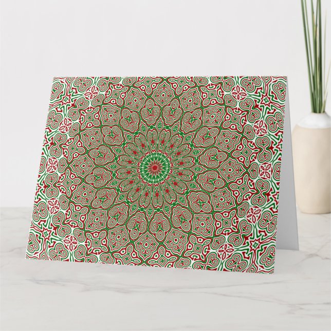 Boho Hippie Funky Trippy Verziert Christmas Mandal Karte (Vorderseite)