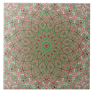 Boho Hippie Funky Trippy Verzierte Weihnachts-Mand Fliese