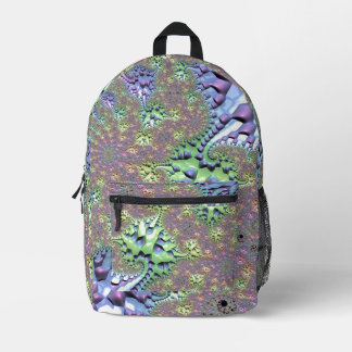 Boho Hippie Groovy Shiny Colorful Rainbow Fraktal Bedruckter Rucksack