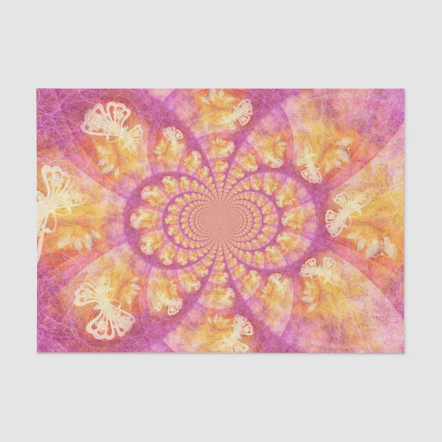 Boho Hippie-lila Goldkaleidoskop-Schmetterlinge Seidenpapier (Vorderseite)