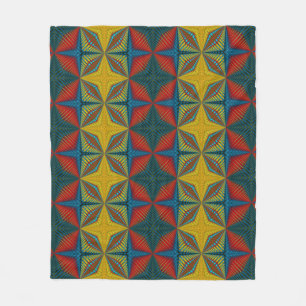 Boho Hippie Red Yellow Blue Vintag Tribal Ethnic Fleecedecke