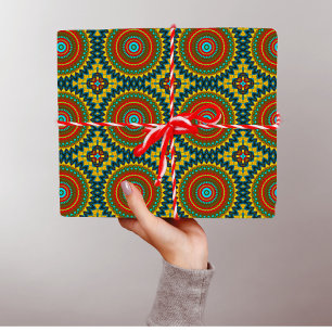 Boho Hippie Red Yellow Blue Vintag Tribal Ethnic Geschenkpapier