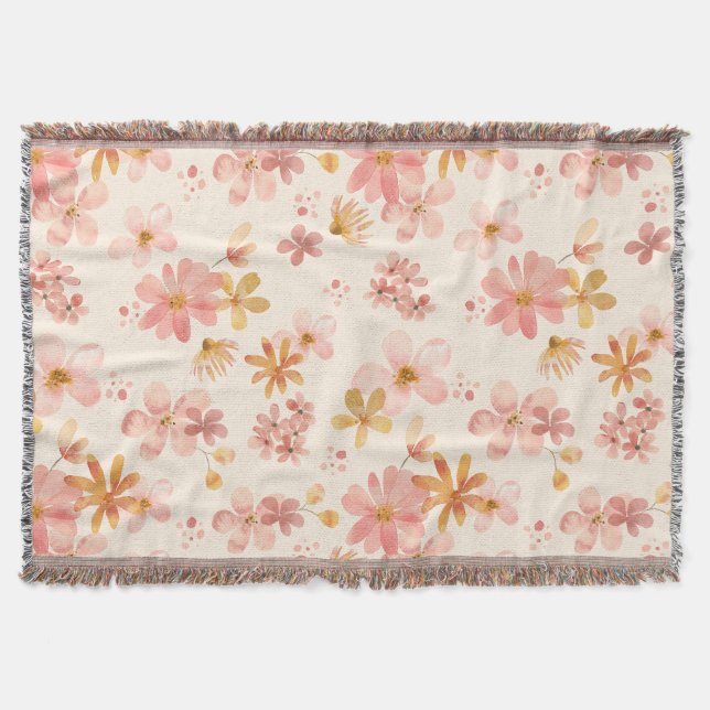 Boho hippie rustikale erdige natürliche Blume Decke (Vorderseite)
