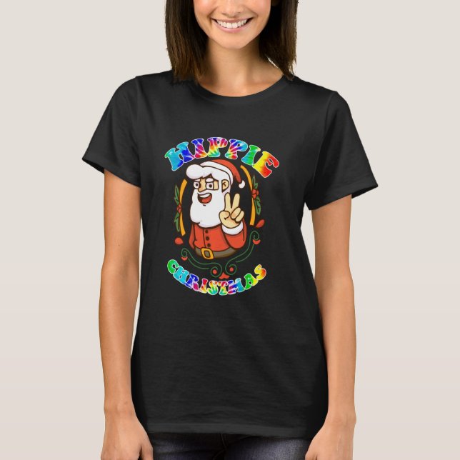 Boho Hippie Santa Claus Gefärbte Krawatte Weihnach T-Shirt (Vorderseite)