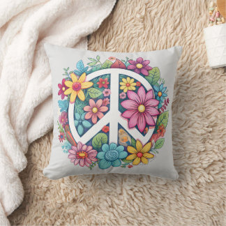 Boho Hippy 60s 70s Peace Sign Kissen