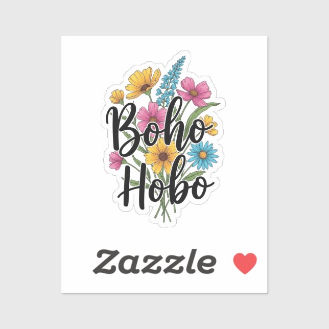 Boho Hobo Blume Bouquet Design Aufkleber (Blatt)