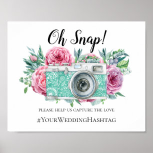 Boho-Hochzeit-Hashtag-Schild. Blumen Instagram-Dru Poster