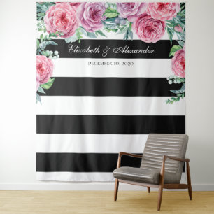 Boho Hochzeit Hintergrund. Rosa Blume im Hintergru Wandteppich