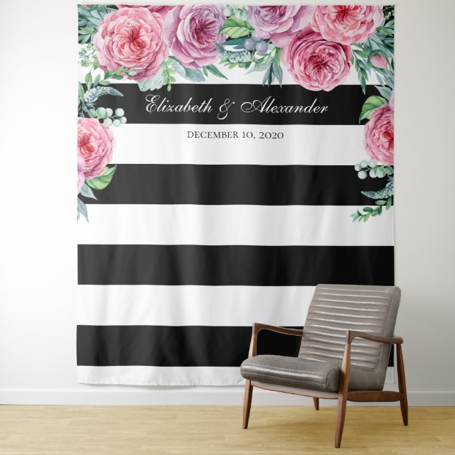 Boho Hochzeit Hintergrund. Rosa Blume im Hintergru Wandteppich (Beispiel)