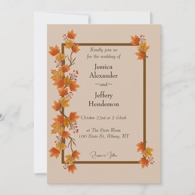 Boho Hochzeit im Herbst Einladung (Vorderseite)