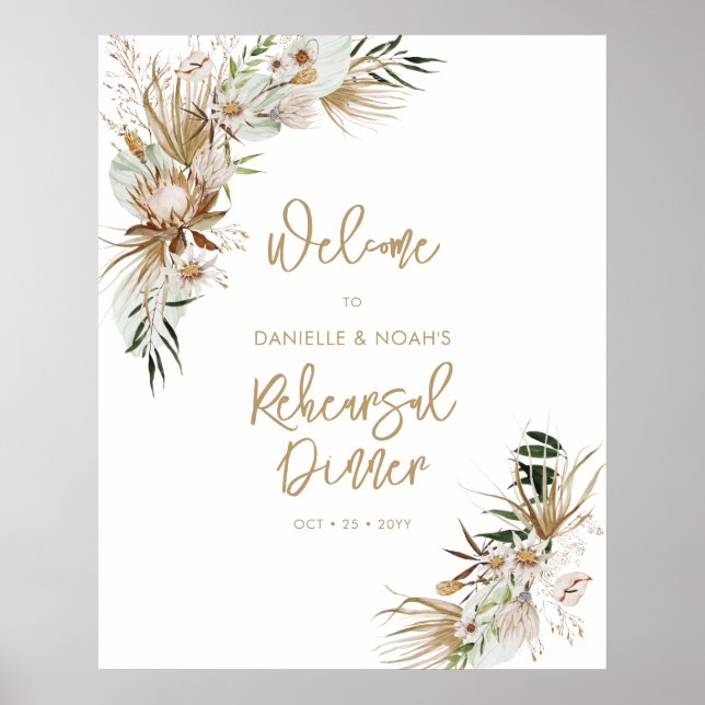 Boho Hochzeit im Herbst Probe Dinner Willkommen Poster (Vorne)