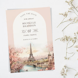 Boho Hochzeit in Urlaubsort Paris Eiffel Tower Fra Einladung