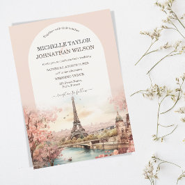 Boho Hochzeit in Urlaubsort Paris Eiffel Tower Fra Einladung