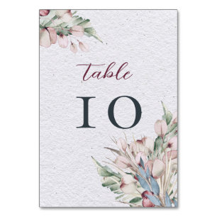 Boho-Hochzeit in Wasserfarbe und Botanische Hochze Tischnummer