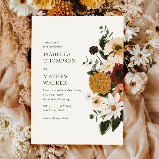 Boho-Hochzeit mit Wildblumen im Herbst Einladung (Von Creator hochgeladen)