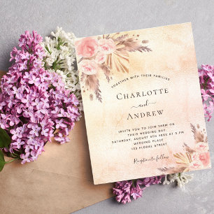 Boho-Hochzeit Pampasgras Rosen Gold Budget Flyer
